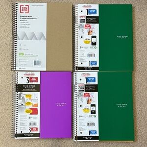 Five Star Notebooks - Two 3 subject and Two 1 subject
